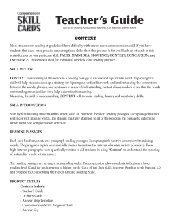 Comprehension Skill Cards - Finding Context (RL 2.0-3.5) Comprehension Skill Cards - Finding Context (RL 2.0-3.5)
