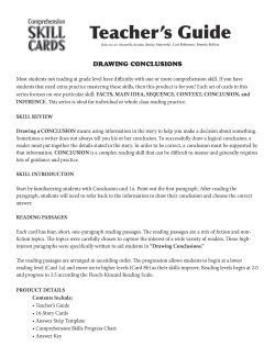 Comprehension Skill Cards - Drawing a Conclusion (RL 2.0-3.5) Comprehension Skill Cards - Drawing a Conclusion (RL 2.0-3.5)