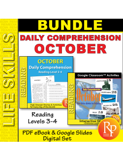 OCTOBER Daily Comprehension: Nonfiction Passages | Google & PDF Print Set OCTOBER Daily Comprehension: Nonfiction Passages | Google & PDF Print Set