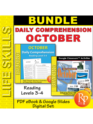 OCTOBER Daily Comprehension: Nonfiction Passages | Google & PDF Print Set OCTOBER Daily Comprehension: Nonfiction Passages | Google & PDF Print Set