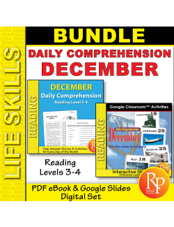 Daily Reading Comprehension - DECEMBER History - Google &amp; PDF
