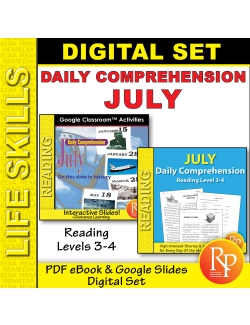 July Daily Reading Comprehension - Nonfiction Passages | Google & Print PDF July Daily Reading Comprehension - Nonfiction Passages | Google & Print PDF