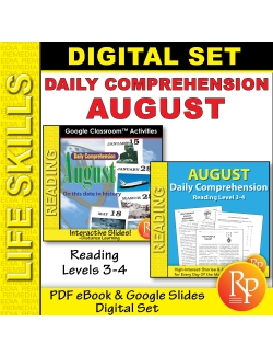 AUGUST Daily Comprehension Reading - Daily History | Google &amp; PDF Print