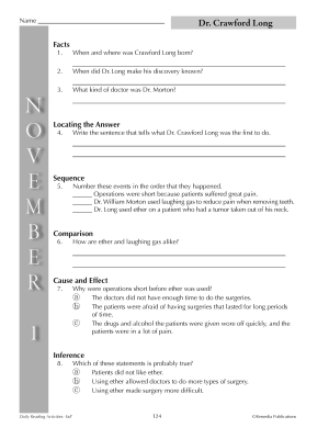 NOVEMBER Daily Reading Activities: Main Idea, Fact/Opinion, Inference | Activities NOVEMBER Daily Reading Activities: Main Idea, Fact/Opinion, Inference | Activities