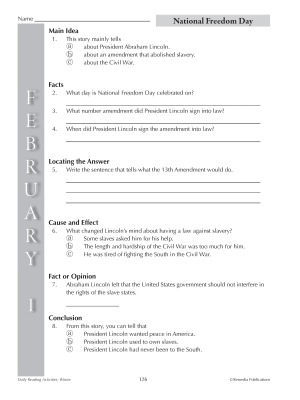 FEBRUARY Daily Reading Activities: Main Idea, Fact/Opinion, Inference | Activities FEBRUARY Daily Reading Activities: Main Idea, Fact/Opinion, Inference | Activities