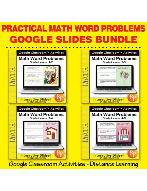 Math Word Problems Grades 1 - 5 Google Classroom Version