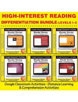 HIGH INTEREST READING GOOGLE CLASSROOM DIFFERENTIATION BUNDLE &quot;I Wonder&quot; Stories