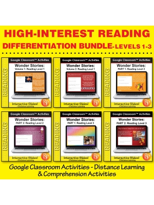 HIGH INTEREST READING GOOGLE CLASSROOM DIFFERENTIATION BUNDLE "I Wonder" Stories HIGH INTEREST READING GOOGLE CLASSROOM DIFFERENTIATION BUNDLE "I Wonder" Stories