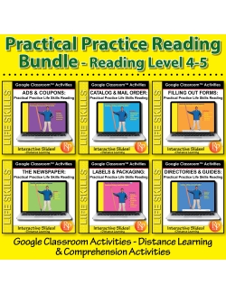 Google Slides Bundle: PRACTICAL PRACTICE READING: Forms, Ads, Labels, News etc.