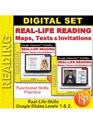 Reading Maps, Texts & Invitations: Google Slides - Life Skills - Comprehension Reading Maps, Texts & Invitations: Google Slides - Life Skills - Comprehension