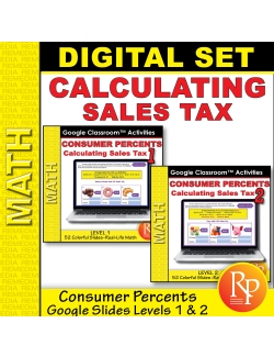 Consumer Percents: Calculating Sales Tax - Levels 1 &amp; 2 Google Slides Set