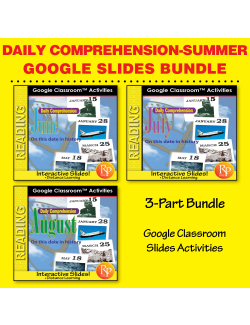 DAILY READING COMPREHENSION SUMMER June, July, August &quot;On This Day in History&quot; Google Slides Set