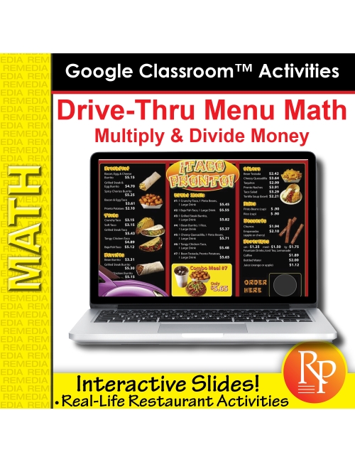 Drive Thru Menu Math - Multiply & Divide Money | Google Slides Distance Learning