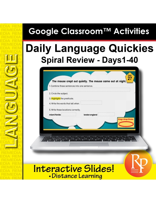 Daily Language Quickies Grade 3 (part 1) Google Classroom Version
