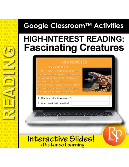 High Interest / Low Vocabulary Reading about Fascinating Creatures & Animals Google Classroom Version
