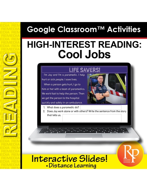 High Interest / Low Vocabulary Reading about COOL JOBS! Google Classroom Version