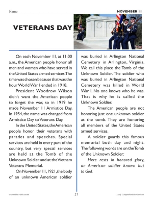 Google Slides: Veterans Day - Daily Comprehension Google Slides: Veterans Day - Daily Comprehension