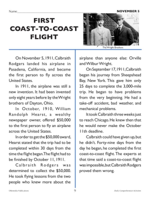 Google Slides Nov 5th Reading: TODAY IN HISTORY... First Coast-to-Coast Flight Google Slides Nov 5th Reading: TODAY IN HISTORY... First Coast-to-Coast Flight