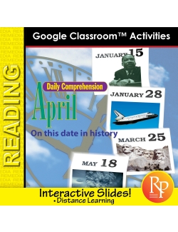 APRIL - DAILY READING COMPREHENSION &quot;This Day in History&quot; Google Slide Lessons