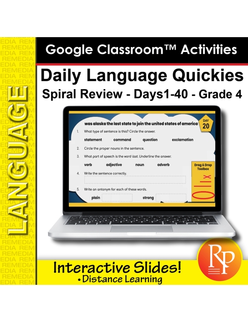 Daily Language Quickies Grade 4 (part 1) Google Classroom Version