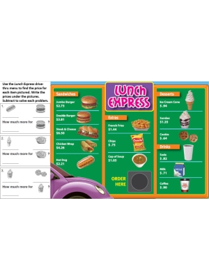 Drive-Thru Menu Math Beginning Money Skills Level 1 - Google Slides Version  Drive-Thru Menu Math Beginning Money Skills Level 1 - Google Slides Version