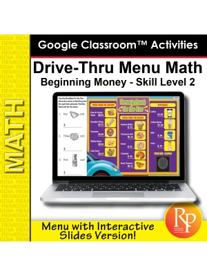 Drive-Thru Menu Math Beginning Money Skills Level 2 - Menu with Slides Version Drive-Thru Menu Math Beginning Money Skills Level 2 - Menu with Slides Version