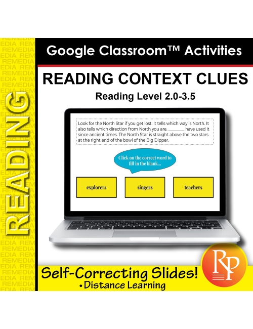 Context Clues Grades 2-3 Self-Correcting Google Classroom Activities 