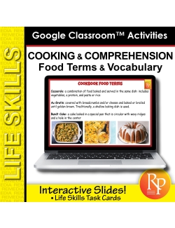 COOKING & COMPREHENSION: Food Terms & Vocabulary | GOOGLE SLIDES COOKING & COMPREHENSION: Food Terms & Vocabulary | GOOGLE SLIDES