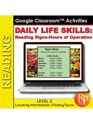 Daily Life Skills 2 GOOGLE: Reading & Understanding Signs & Hours Of Operation Daily Life Skills 2 GOOGLE: Reading & Understanding Signs & Hours Of Operation