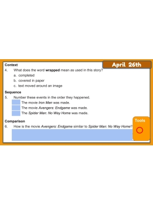 FREE Marvel Movies Google Slides Activities: Non Fiction - Daily Comprehension FREE Marvel Movies Google Slides Activities: Non Fiction - Daily Comprehension