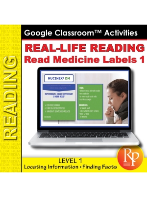 Reading Medicine Labels Level 1 - GOOGLE: Life Skills - Comprehension Activities Reading Medicine Labels Level 1 - GOOGLE: Life Skills - Comprehension Activities