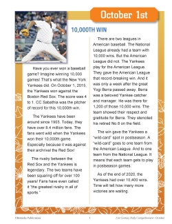 FREE! New York Yankees Win: High Interest Reading - Comprehension Activities FREE! New York Yankees Win: High Interest Reading - Comprehension Activities