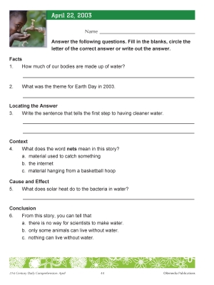 FREE - Earth Day: High Interest Reading - Short Nonfiction Passage - Reading Activities FREE - Earth Day: High Interest Reading - Short Nonfiction Passage - Reading Activities