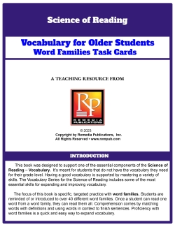 Science of Reading: Vocabulary for Older Students - Word Families Science of Reading: Vocabulary for Older Students - Word Families
