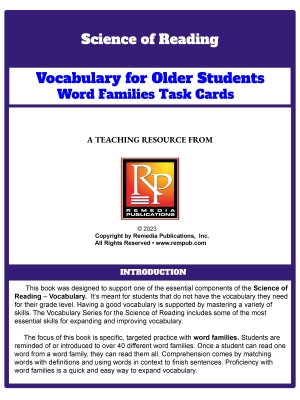 Science of Reading: Vocabulary for Older Students - Word Families Science of Reading: Vocabulary for Older Students - Word Families