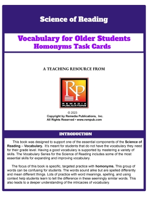 Science of Reading: Vocabulary for Older Students - Homonyms Science of Reading: Vocabulary for Older Students - Homonyms