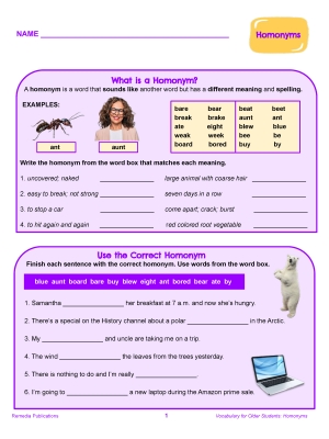 Science of Reading: Vocabulary for Older Students - Homonyms Science of Reading: Vocabulary for Older Students - Homonyms