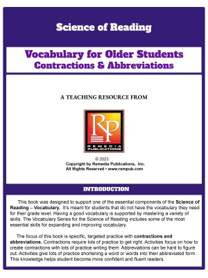 Science of Reading: Vocabulary for Older Students Contractions & Abbreviations