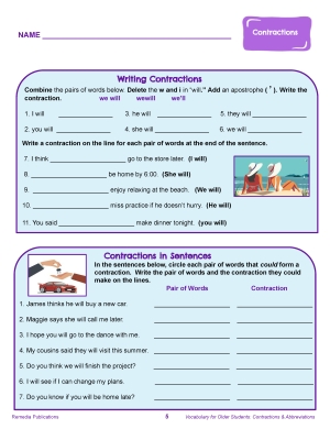 Science of Reading: Vocabulary for Older Students Contractions & Abbreviations