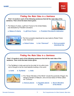 Science of Reading Text Comprehension Finding the Main Idea Task Cards