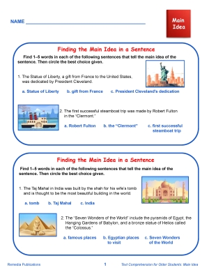 Science of Reading Text Comprehension Finding the Main Idea Task Cards