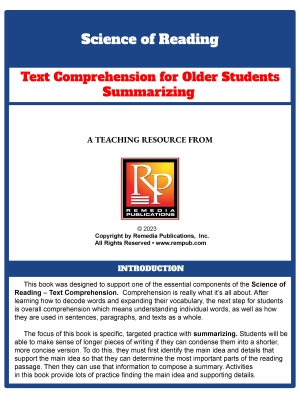 Science of Reading: Text Comprehension for Older Students Summarizing Task Cards