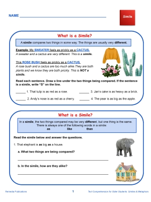 Science of Reading: Text Comprehension for Older Students Metaphors & Similes Task Cards