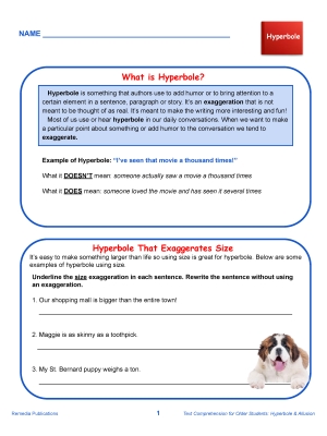 Science of Reading: Text Comprehension - Hyperbole and Allusion Science of Reading: Text Comprehension - Hyperbole and Allusion