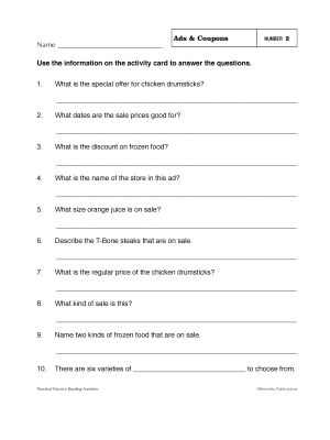 Life Skills Reading: ADS & COUPONS - Visual Comprehension & Consumer Activities Life Skills Reading: ADS & COUPONS - Visual Comprehension & Consumer Activities