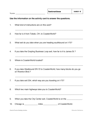 Life Skills Reading: INSTRUCTIONS - Visual Comprehension & Consumer Activities Life Skills Reading: INSTRUCTIONS - Visual Comprehension & Consumer Activities