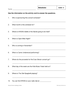 Life Skills Reading: USING SCHEDULES - Visual Comprehension & Consumer Activities Life Skills Reading: USING SCHEDULES - Visual Comprehension & Consumer Activities