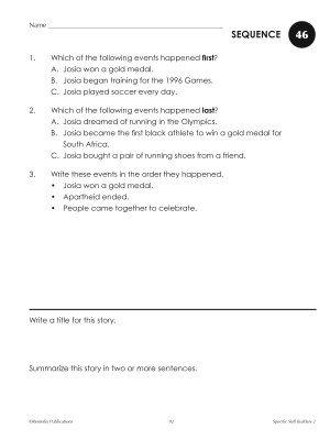 Sequence (Reading Level 3.0-4.5) | Short Passages | Comprehension Activities Sequence (Reading Level 3.0-4.5) | Short Passages | Comprehension Activities