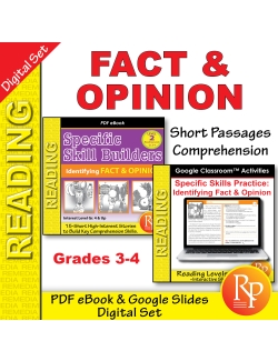 Fact &amp; Opinion (Rdg Lvl 3-4.5) PDF &amp; Google BUNDLE | Passages | Comprehension