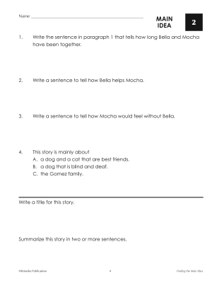 Getting the Main Idea (Reading Level 2.0-3.5) | Short Passages | Activities Getting the Main Idea (Reading Level 2.0-3.5) | Short Passages | Activities